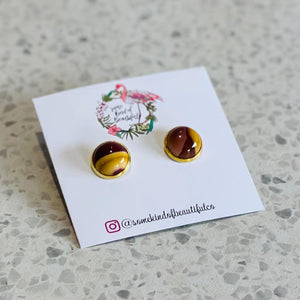 SKOB Cabochon Stud Earrings - Mookaite