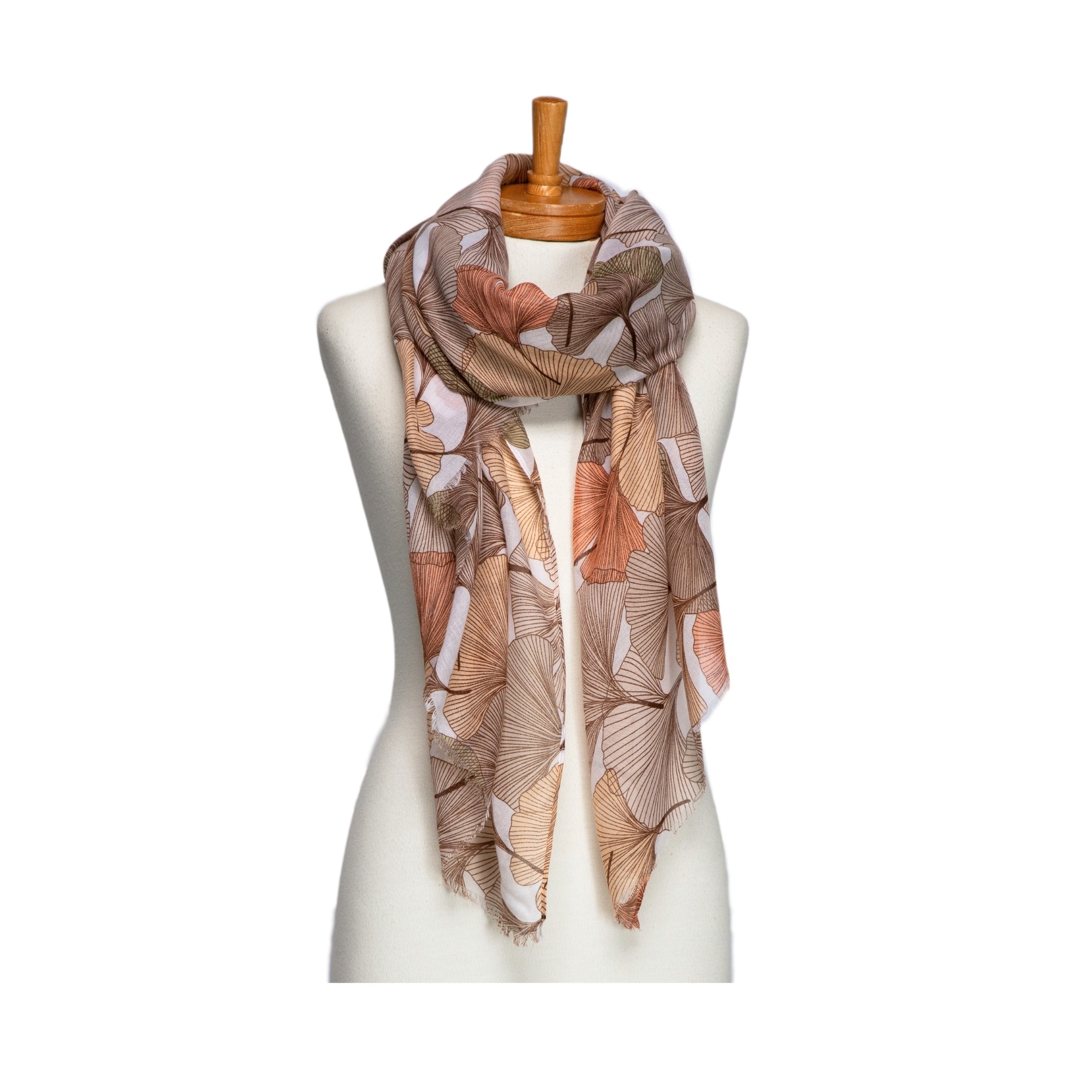 Taylor Hill Gingko Leaf Scarf Beige